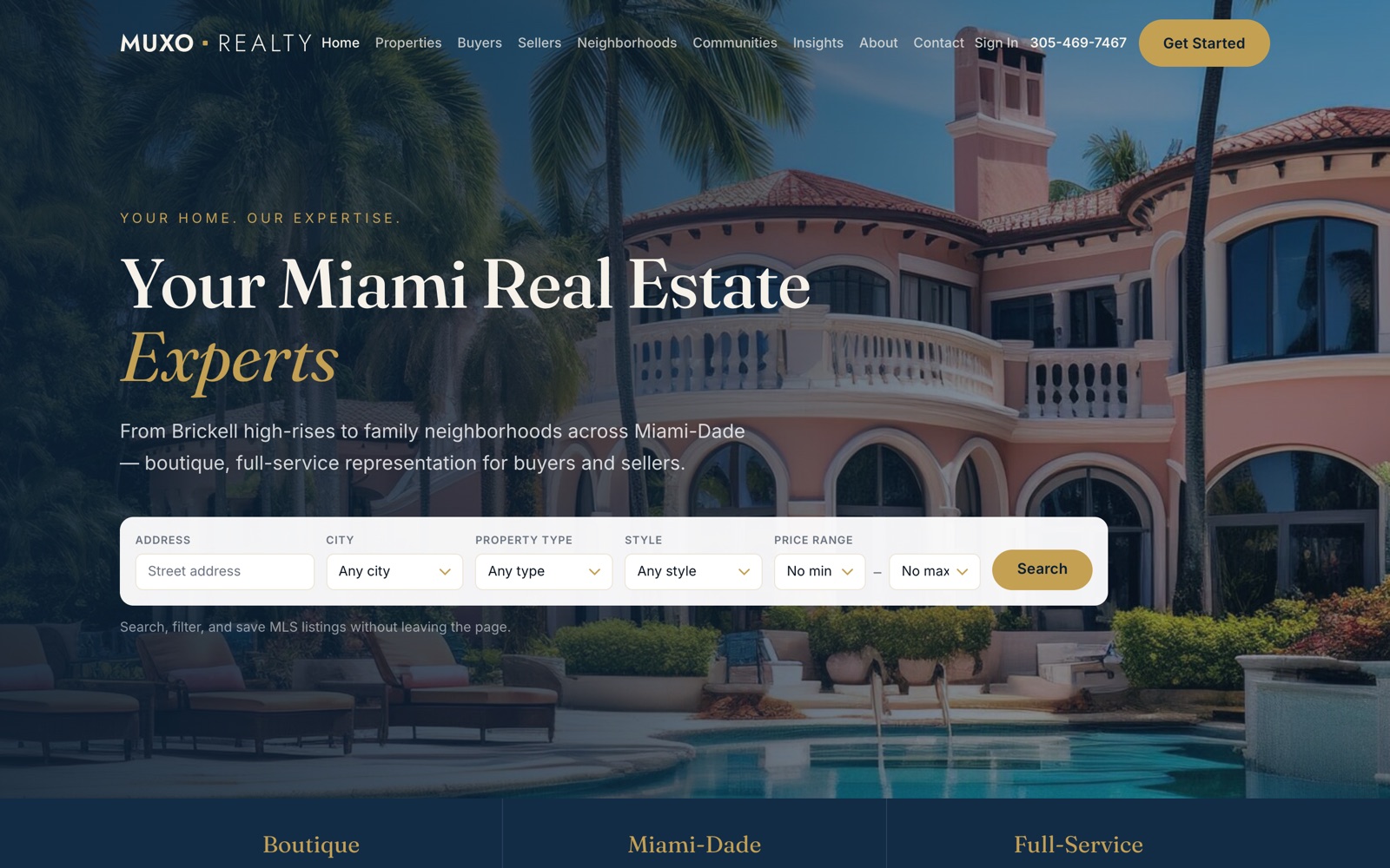 muxorealty.com homepage — a live agent website built on Propiela Web